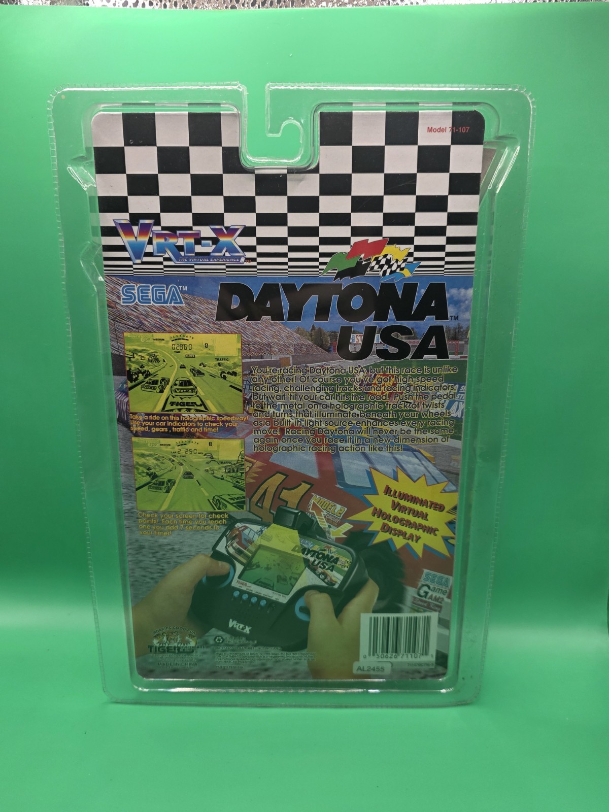 Tiger Electronics Sega Daytona USA Handheld Game VRT-X Hologram 1995