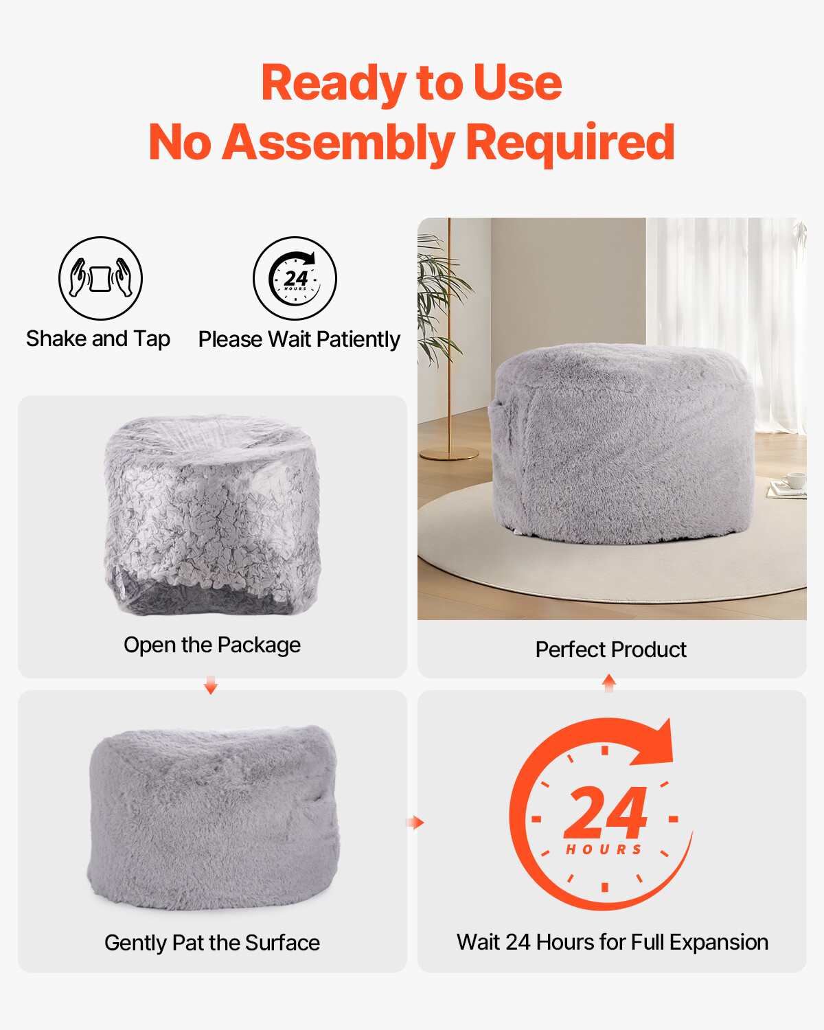 Bean Bag Bed Chair Convertible from Chair to Lounge or Mattress Grey-Queen