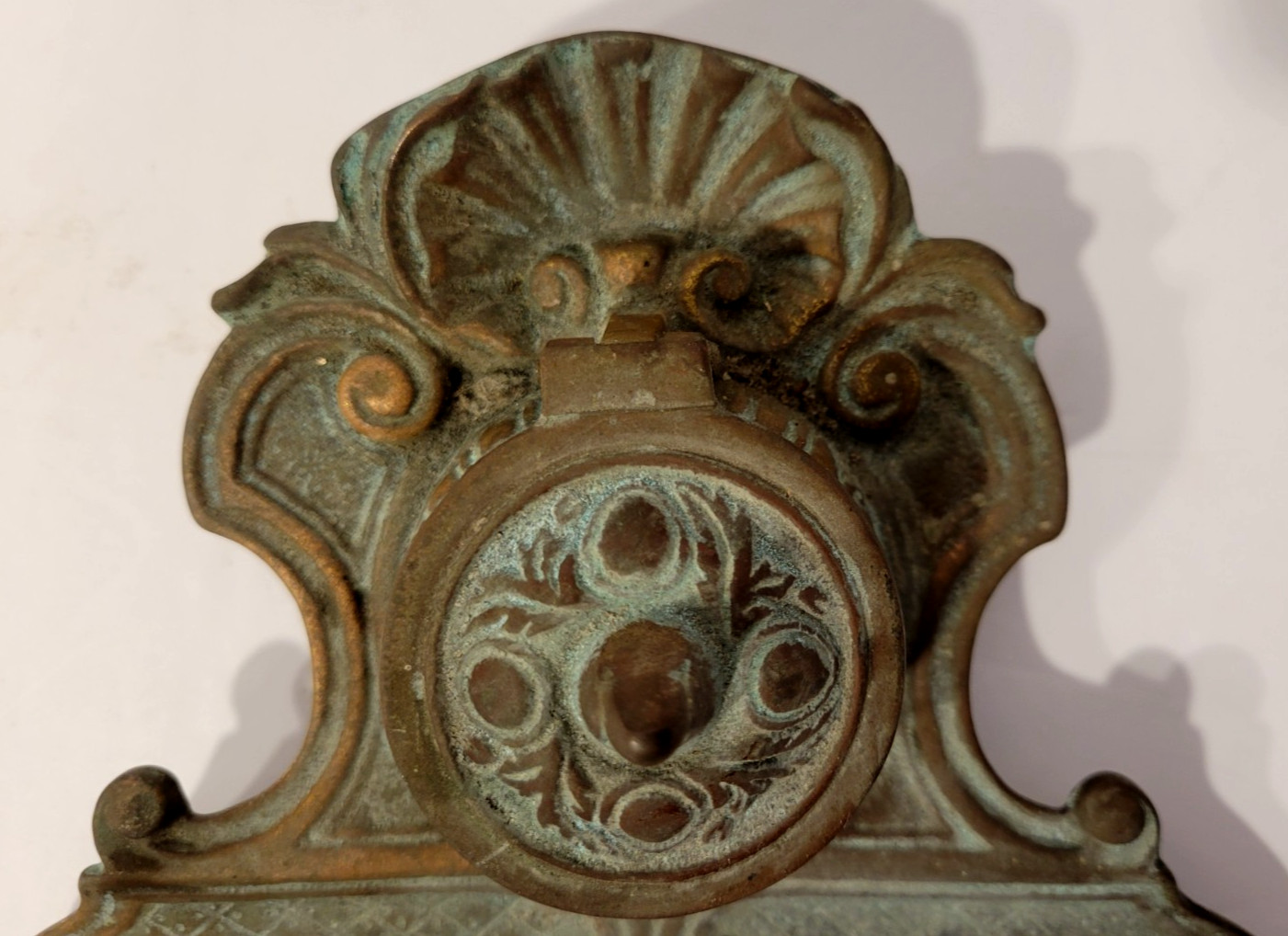 Antique Peerage Foral Brass Inkwell Heavy Made in England