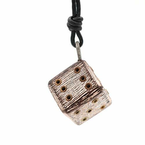 Medieval Wooden Dice Necklace Pendant Viking Cord Jewelry Casino Lover Luck Gift