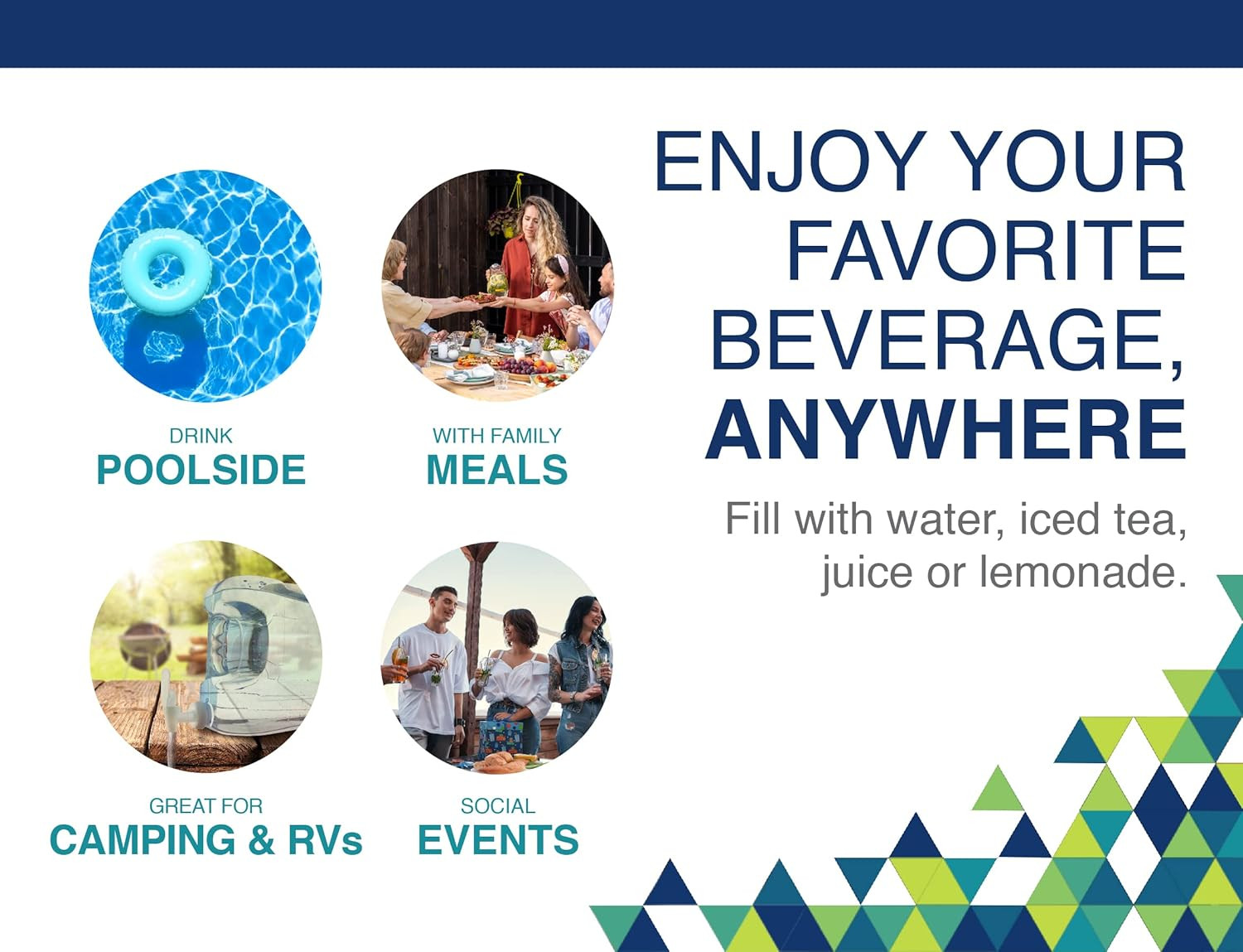 Oasis Drink Dispenser for Fridge, 2.5 Gallon - Plastic Beverage Dispenser with S