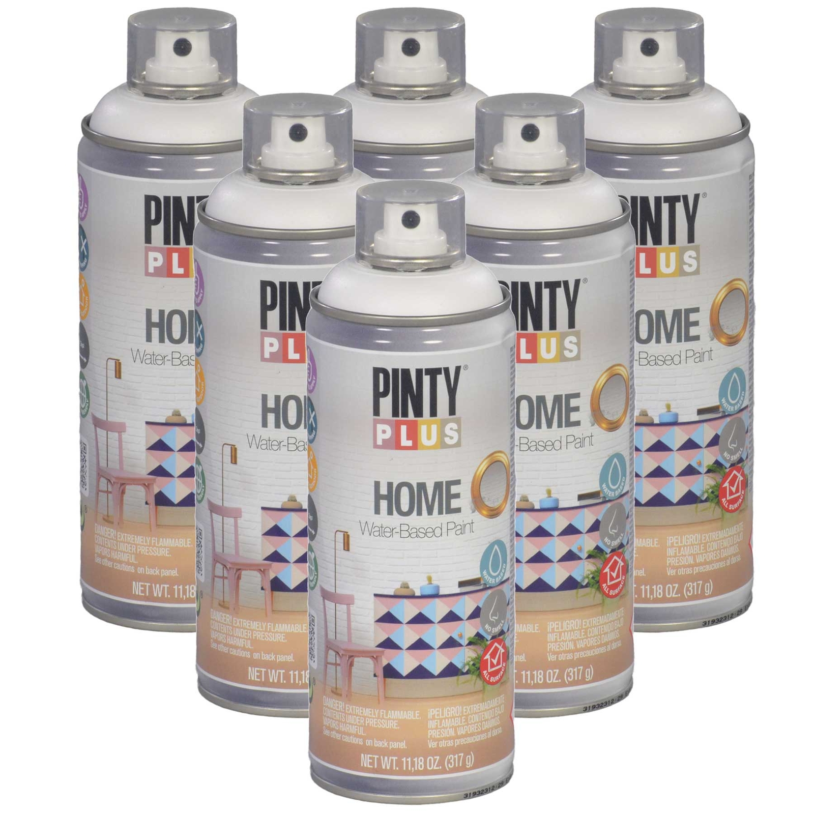 Pintyplus Home Spray Paint, Case of 6 Cans - Assorted Colors