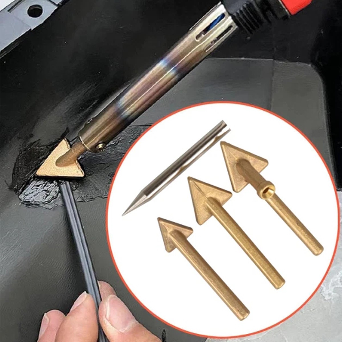 4x Auto Plastic PP Welding Tips Soldering Iron Smooth Triangular Head Welder Kit