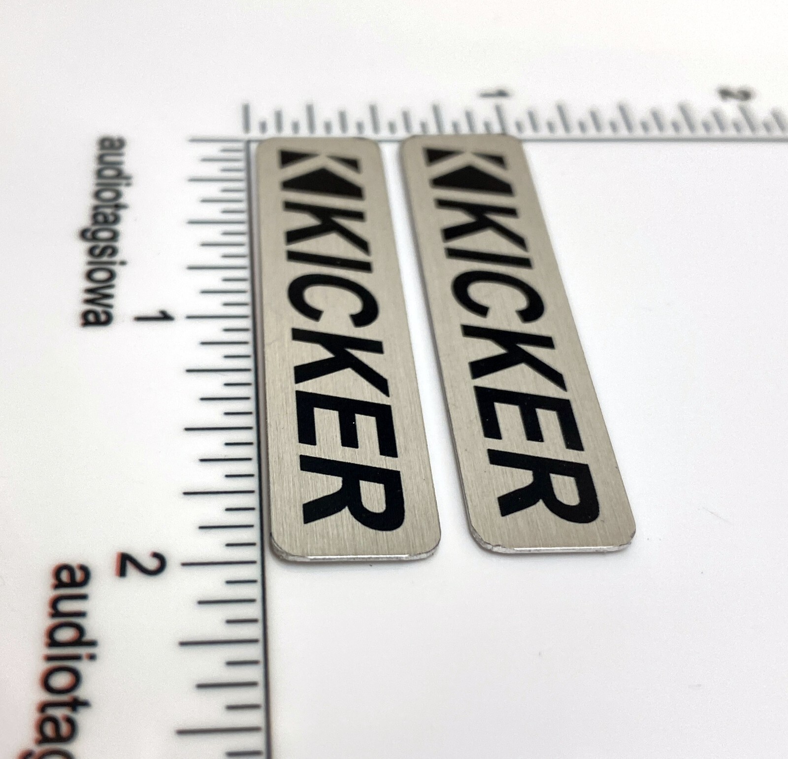 Kicker Speaker Badge 2" Silver Pair Logo Emblem Custom Made Aluminum