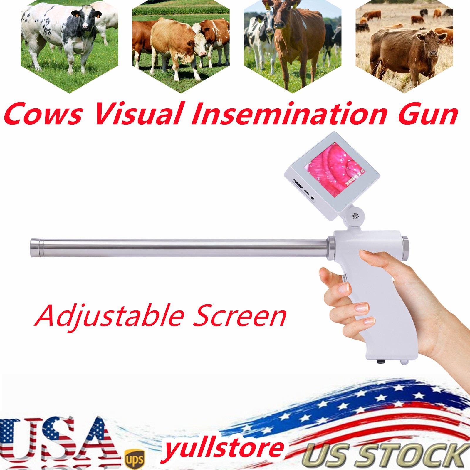 Visual Insemination Gun Cattle Cows for Livestock Artificial Insemination Kit HD