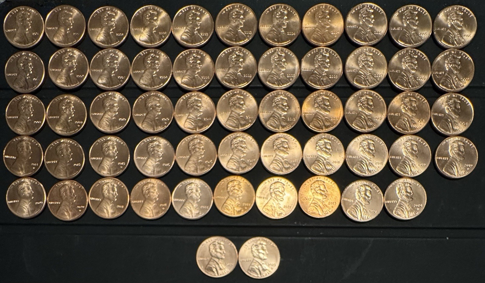 1959-2025 PD 1968-74 S Lincoln Cent Uncirculated BU 142 Coin Set