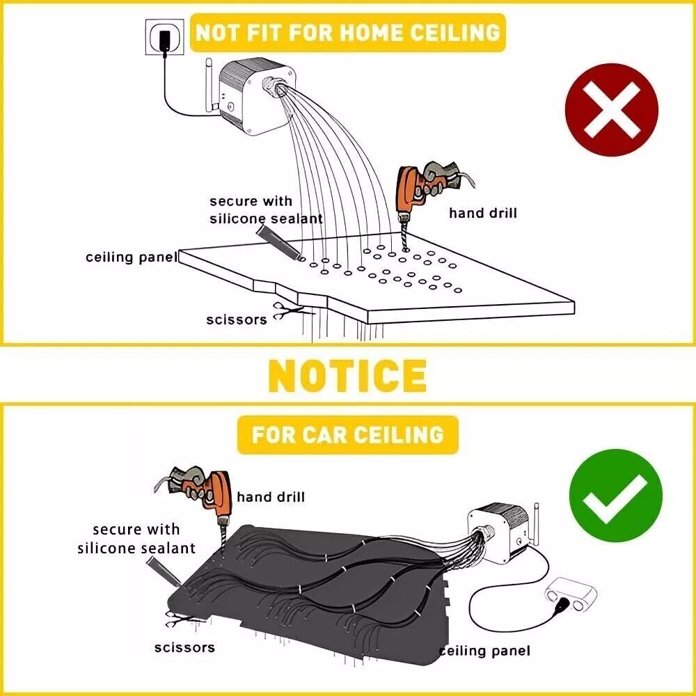 1000PCS Fiber Optic Car Home Headliner Star Light Kit Roof Twinkle Ceiling Light