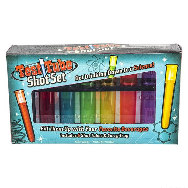 6 Plastic Shot Glasses Test Tube Bar Shatter Proof Rack Stand Holder Party Set