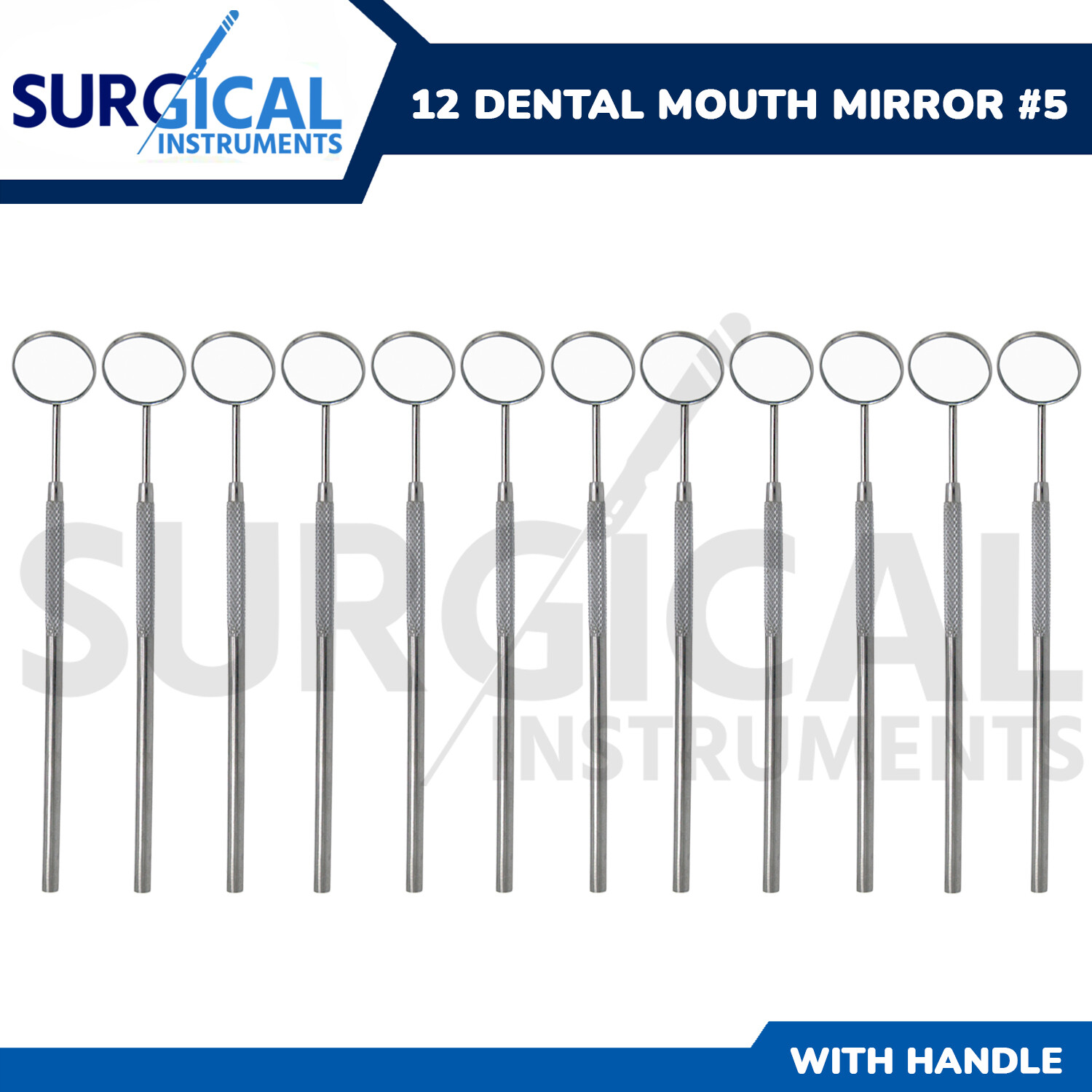 12 Pcs Dental Mouth Mirror #5 w/Handle Dental Instruments Stainless German Grade