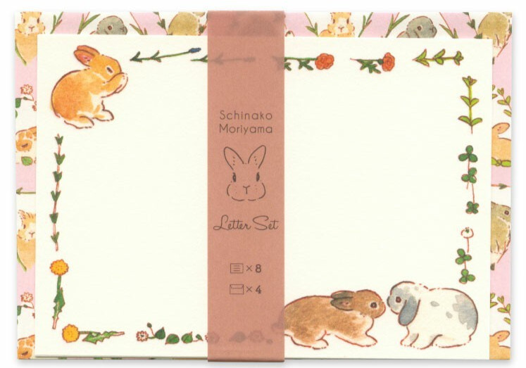 Rabbit Flower Mini Letter Set Made in Japan Schinako Moriyama Active Co. Ltd