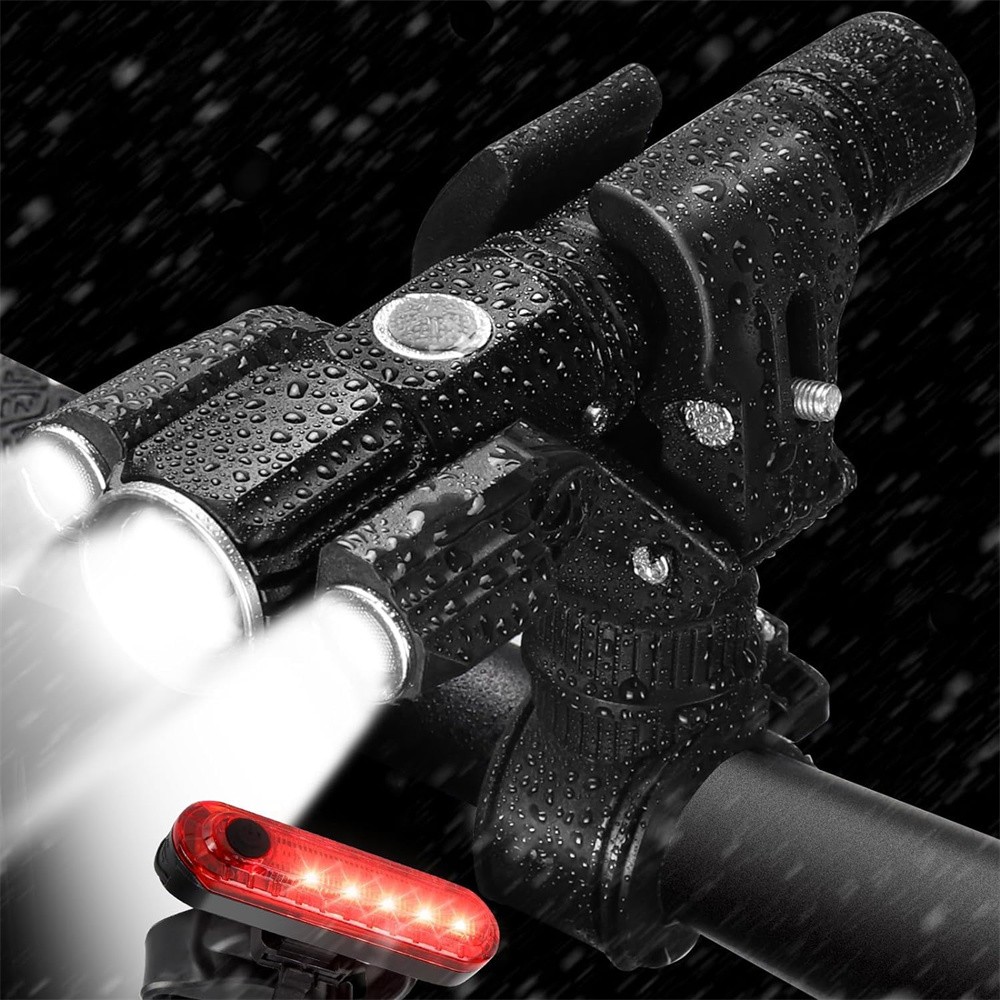 20000LM Rechargeable LED Mountain Bike Lights Bicycle Torch Front &Rear Lamp Set