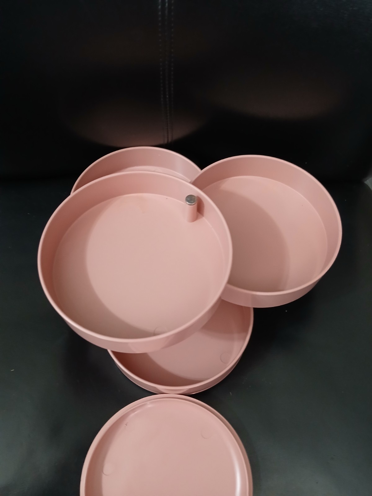 Vtg Circular Swivel Container Organizer AUTHENTIC Pink Rose Color