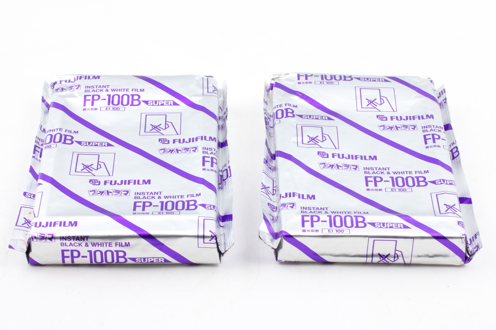 [Unused] 2 packs Fujifilm FP-100B 4x5 Super Instant B&W Film Expired 2002 JAPAN