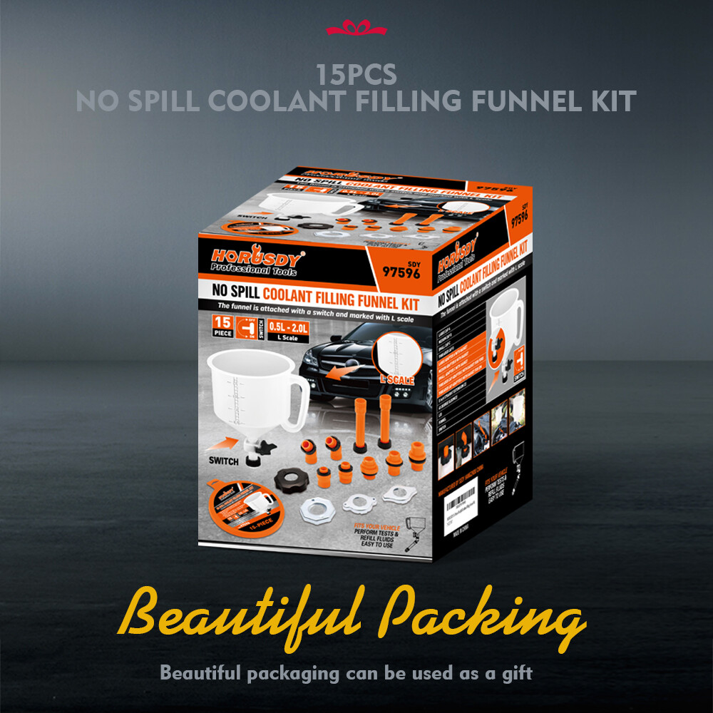 No-Spill Coolant Funnel Kit Spill Proof Funnel Bleeder with Adapters Universal