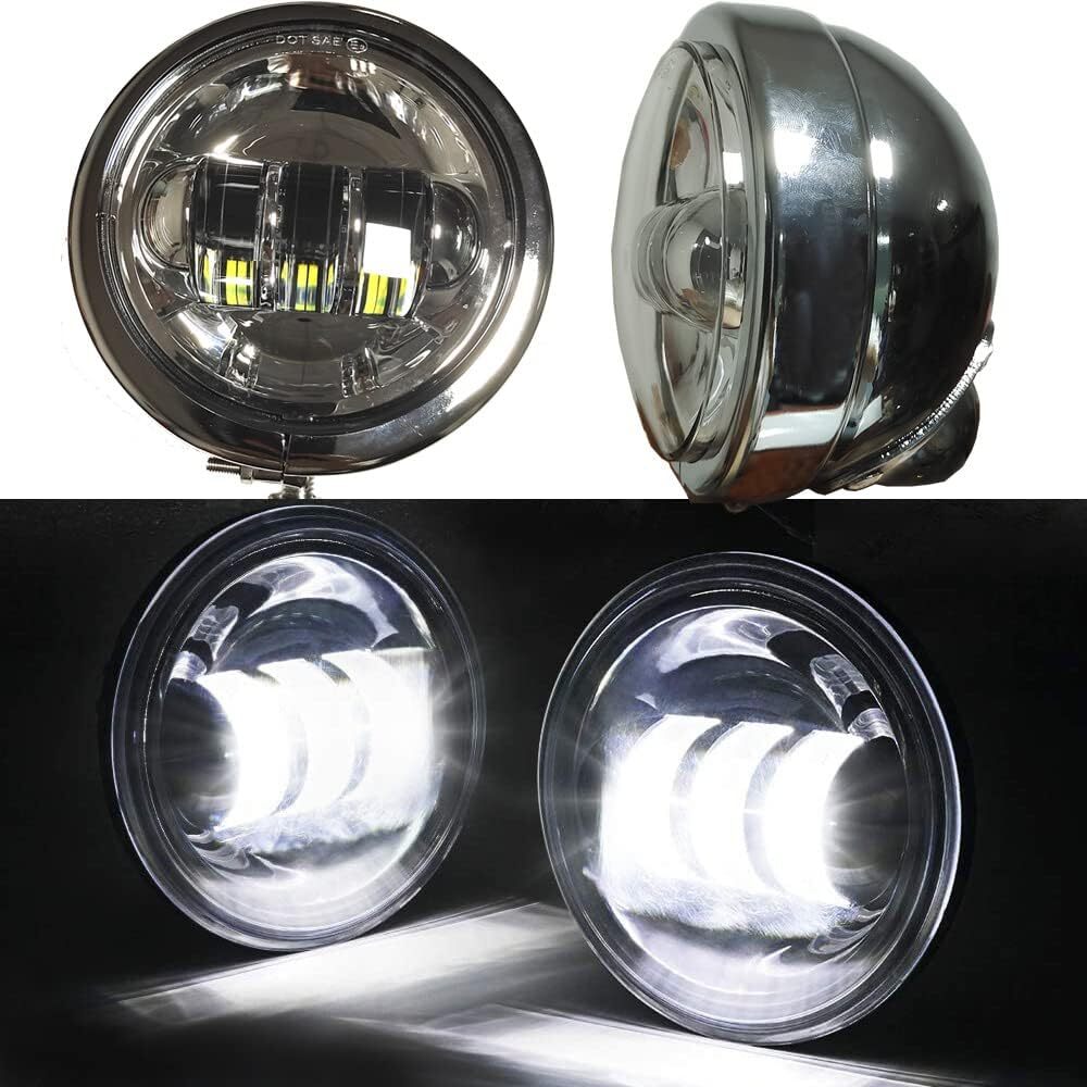 7Inch 140W LED Headlight Hi/Lo + 2Pcs 4.5Inch 80W Fog Light for Harley Davidson