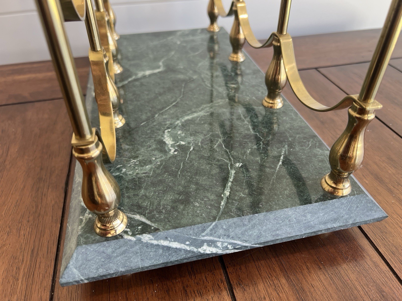 WINE Bottle RACK TRAY Magazine HOLDER Brass Marble BARWARE CHIC DUDE