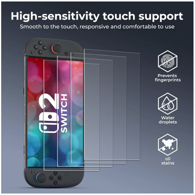 Lot of 12 (3 packages of 4) HEYSTOP HD Screen Protector for Nintendo Switch 2