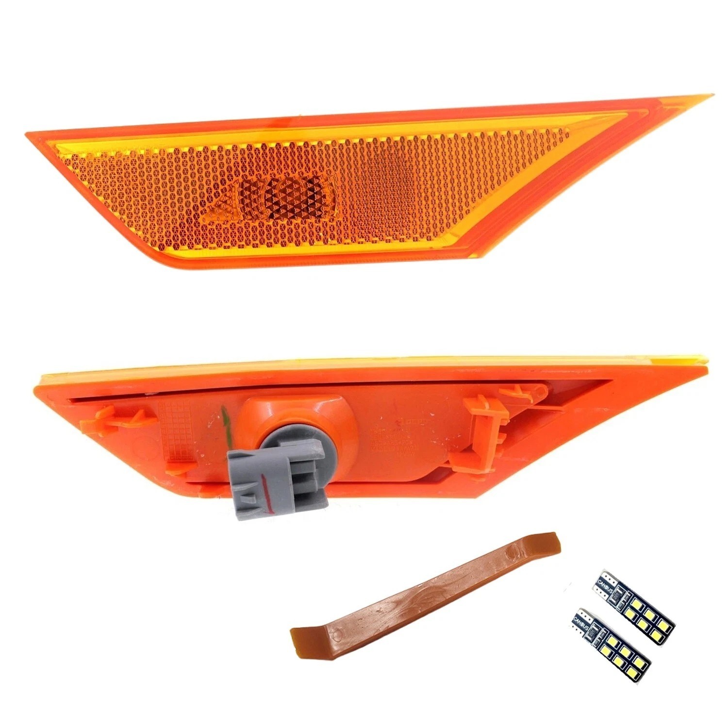 Front Side Marker Lamp Set For 2016-2021 Honda Civic LF & RF Reflector With Bulb