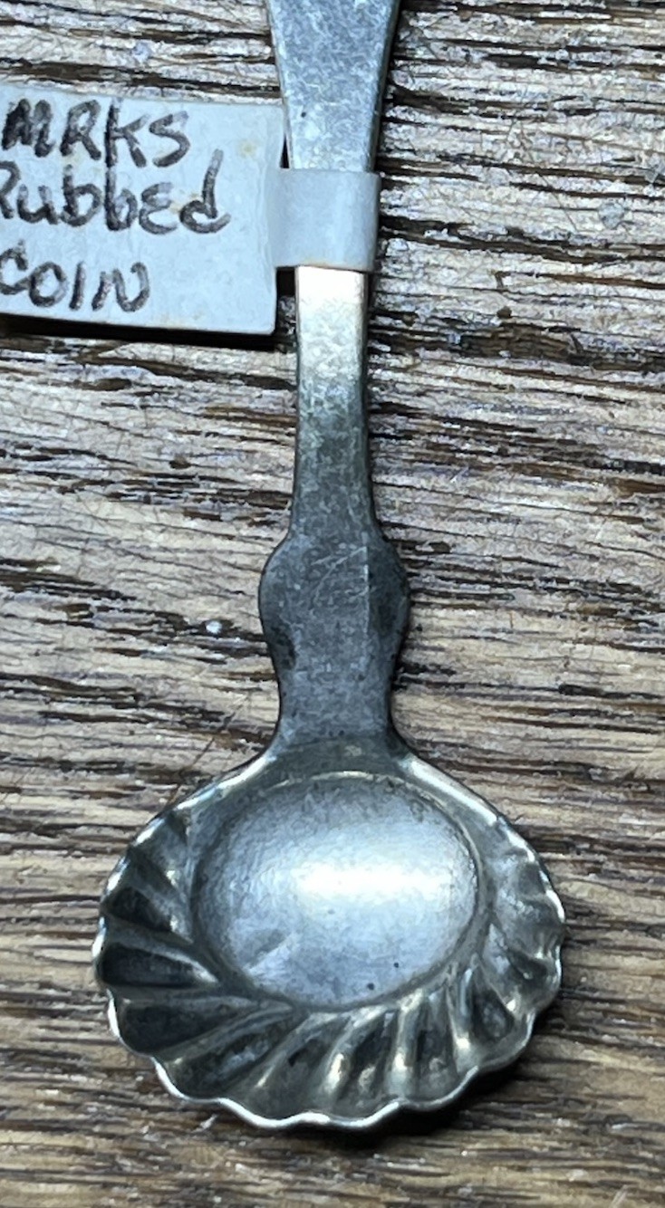American Coin Silver Shell Bowl Salt Spoon No Monogram Upturned Fiddle