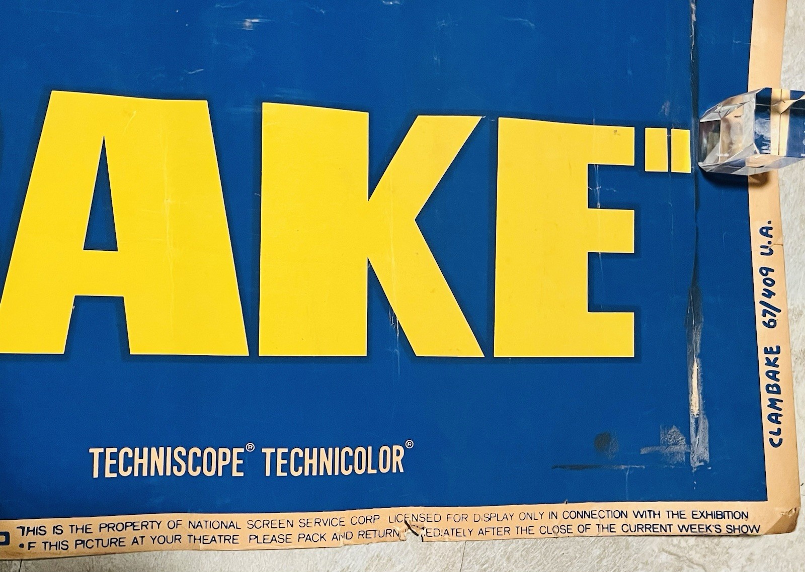 1967 Clambake One Of A Kind 83x24 UA Promotional Ad Poster Elvis Presley