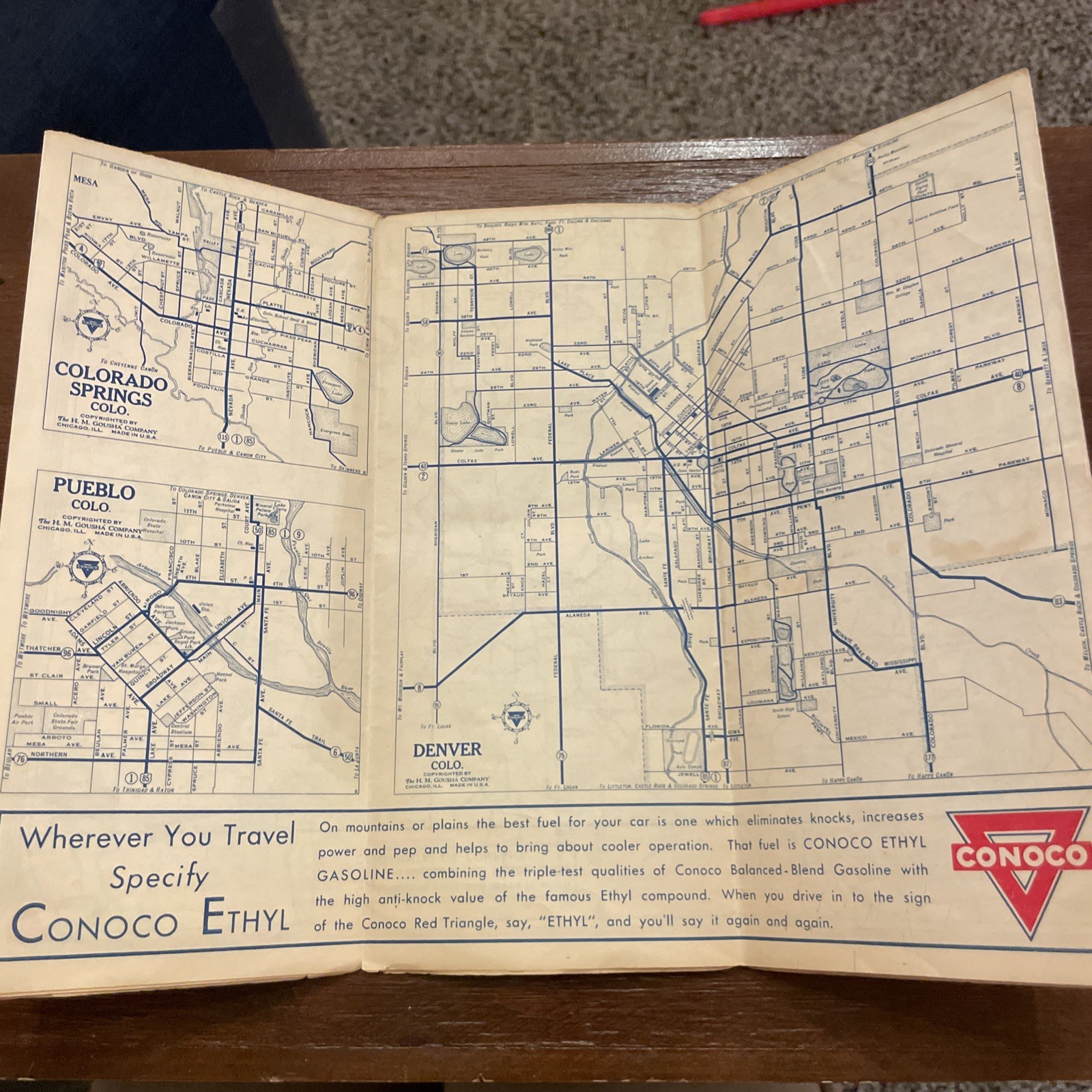 1931 Conoco Colorado Highway Road Map
