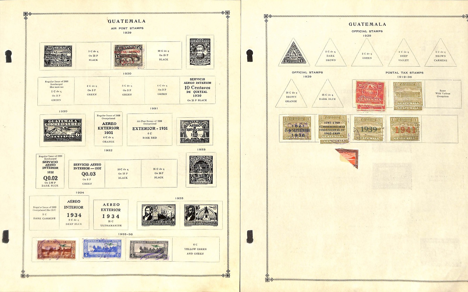 Guatemala Stamp Collection on 19 Scott International Pages, 1871-1953 (BE)