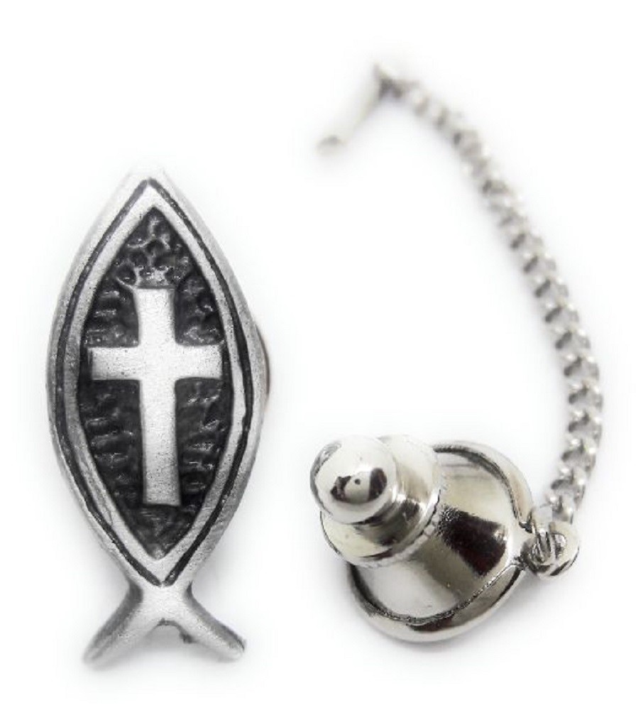 PEWTER CHRISTIEN INSIGNIA  TIE TACK / LAPEL PIN