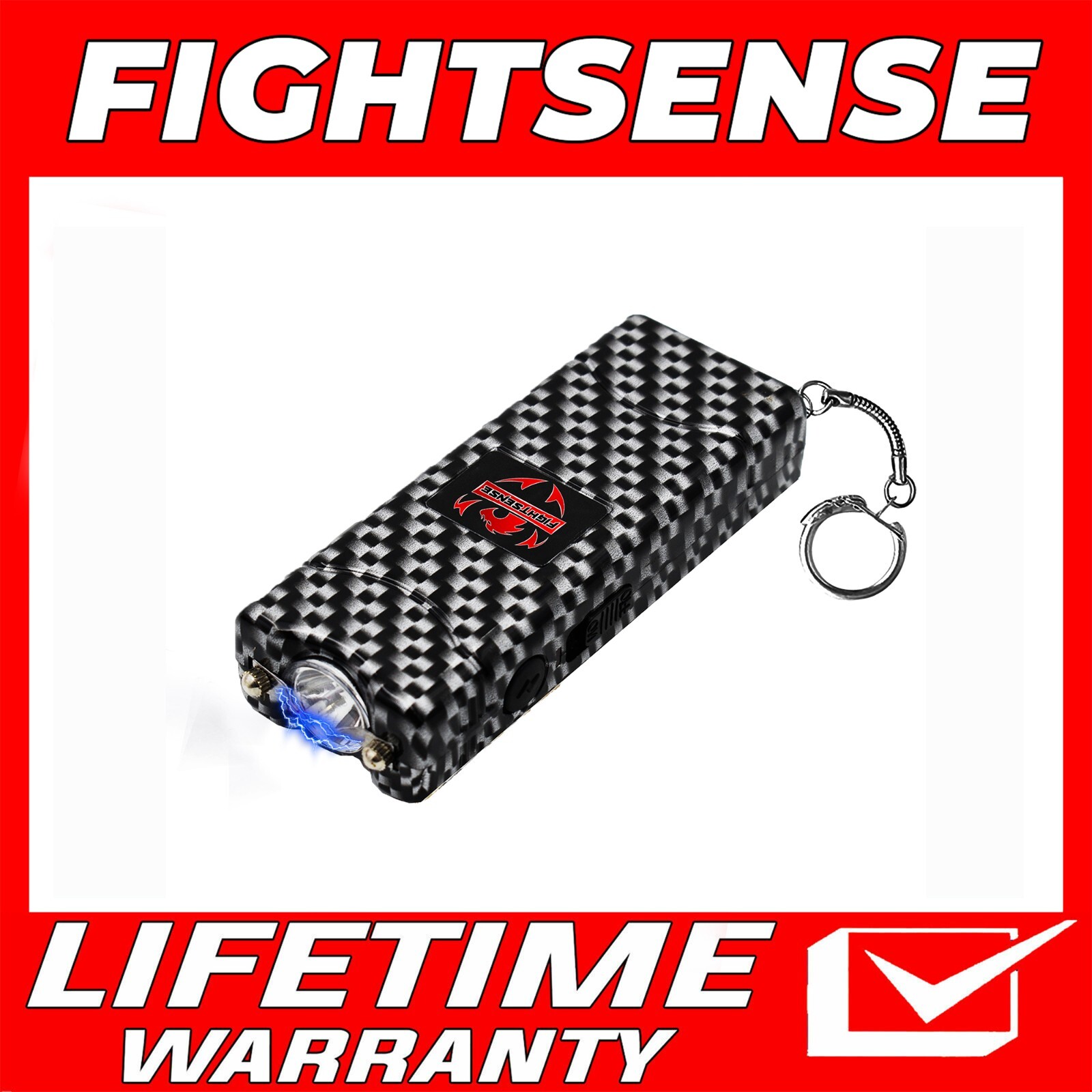 FIGHTSENSE SelfDefense Mini StunGun 400BV Rechargeable W/LED Flashlight,Keychain