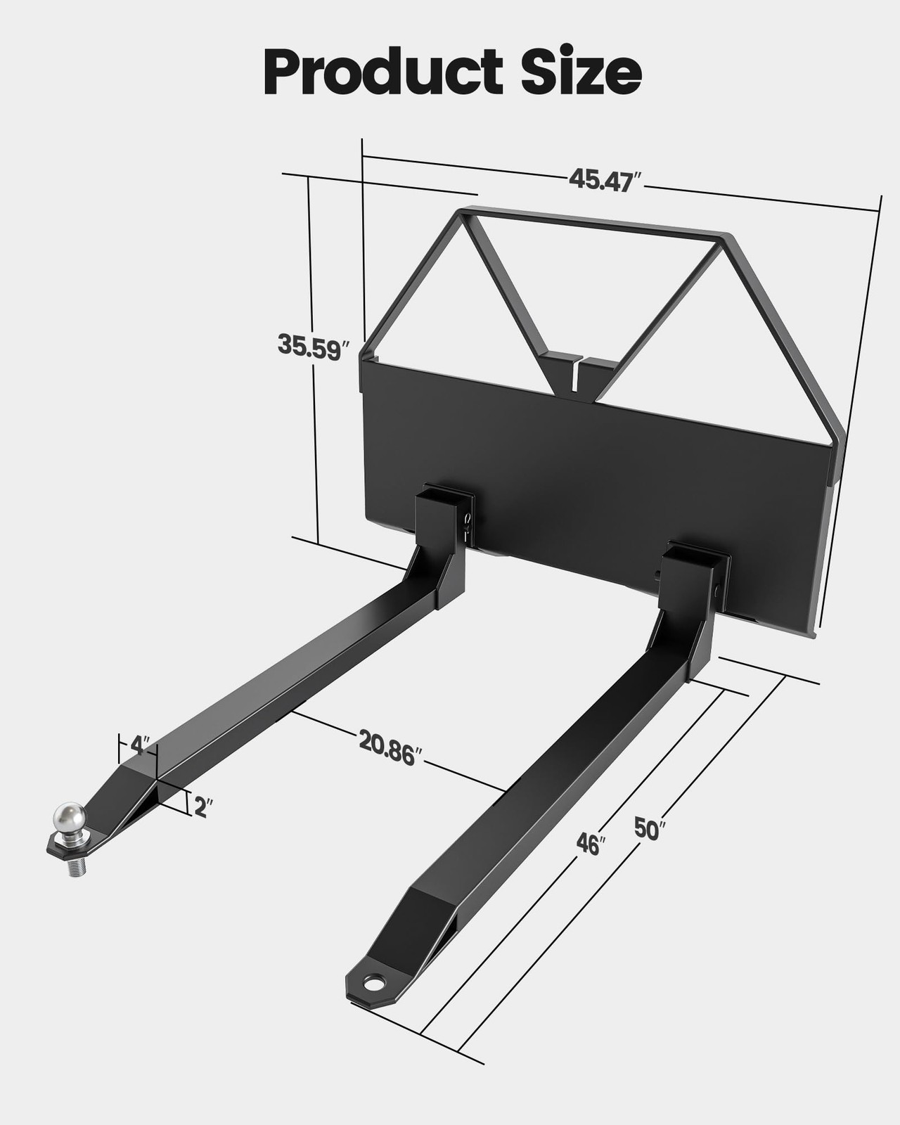 2600LBS 46" Heavy Duty Pallet Forks ,Quick Attach Mount Tractor Forks Skid Steer
