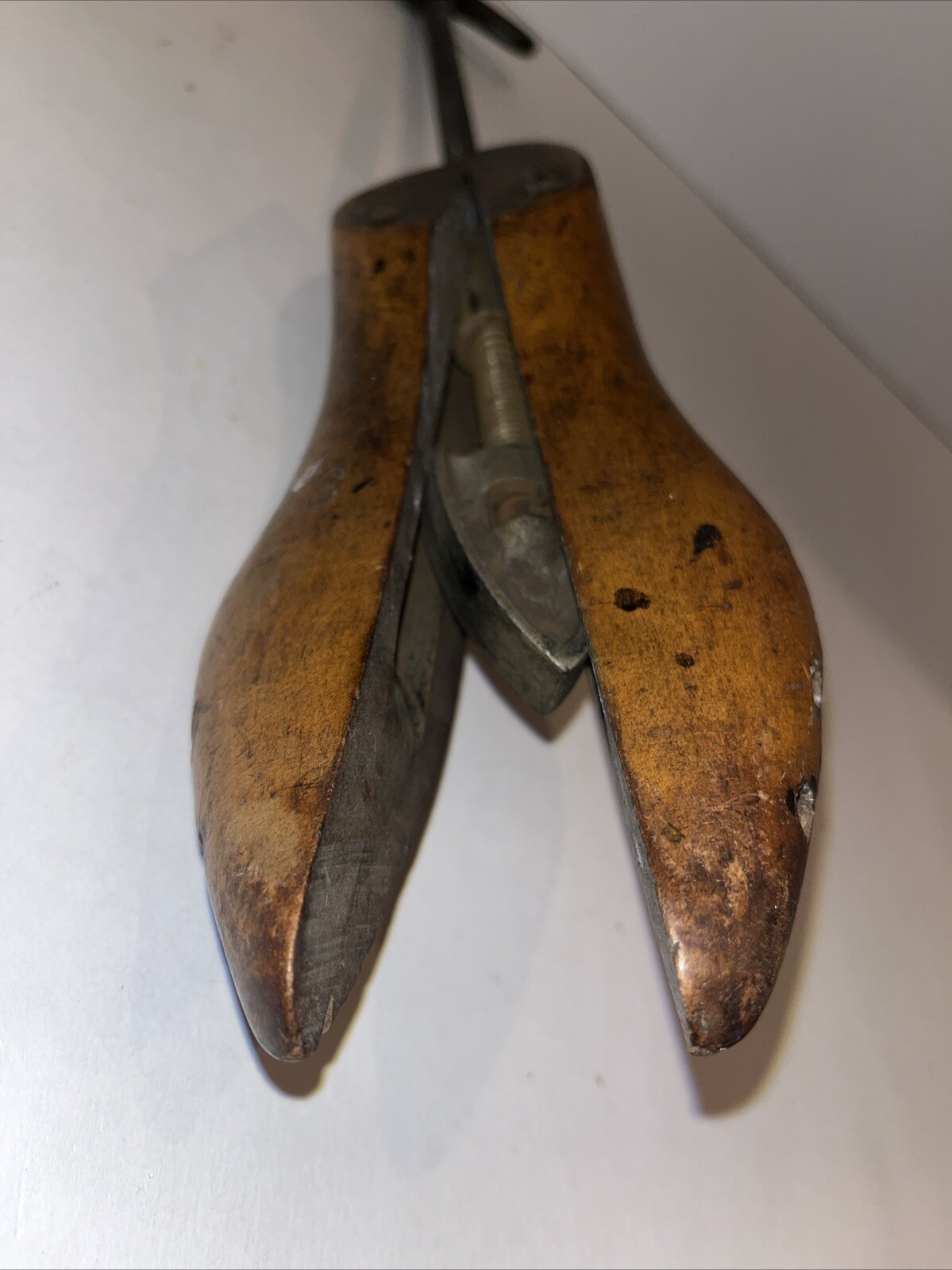 Antique Shoe Stretcher Crank Tree Authentic Marks Wood & Metal