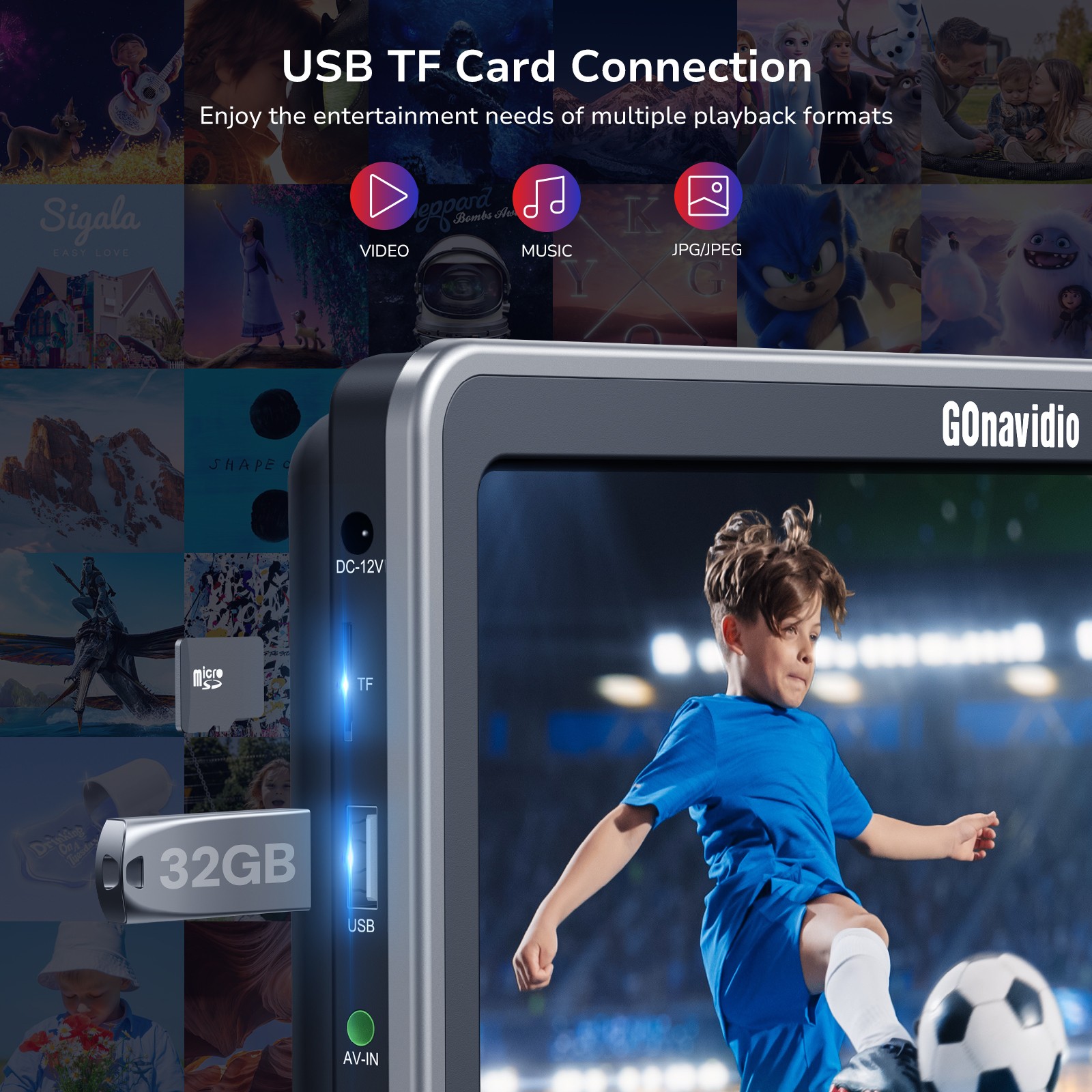 2X10.1" Dual Screen Car Headrest DVD Player TV Rear-Seat Monitor 1080P HDMI USB