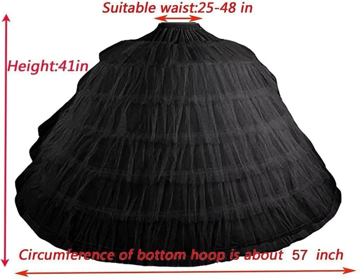 Full 6 Hoop Skirt Floor Length Crinoline Underskirt Wedding Dress Petticoat