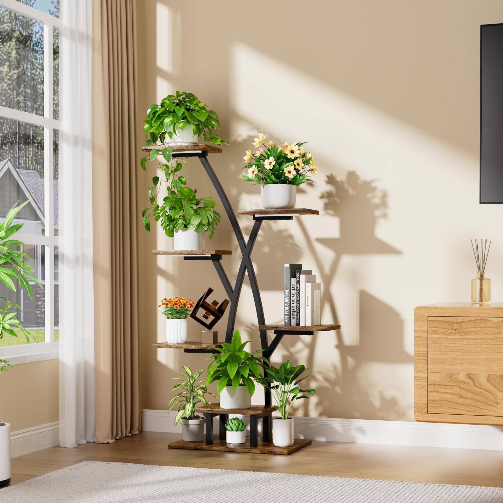 7-Tier Plant Stand with Grow Lights Corner Shelf Indoor Flower Display Rack