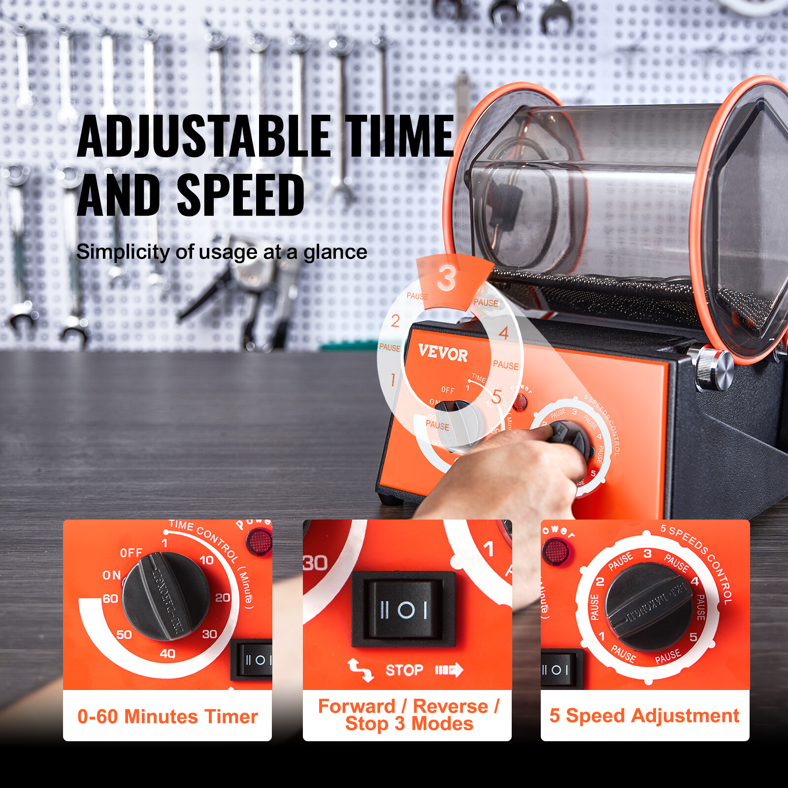 VEVOR 3kg Rotary Tumbler Surface Polisher Jewelry Polish Finish Machine Gem DIY