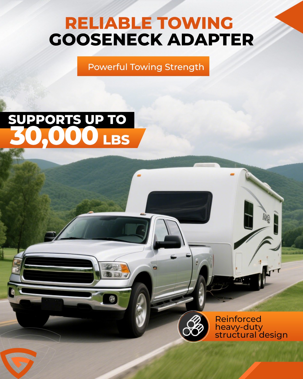 For Camper RV Trailer 12"-17" Fifth (5th) Wheel to Gooseneck Adapter Hitch