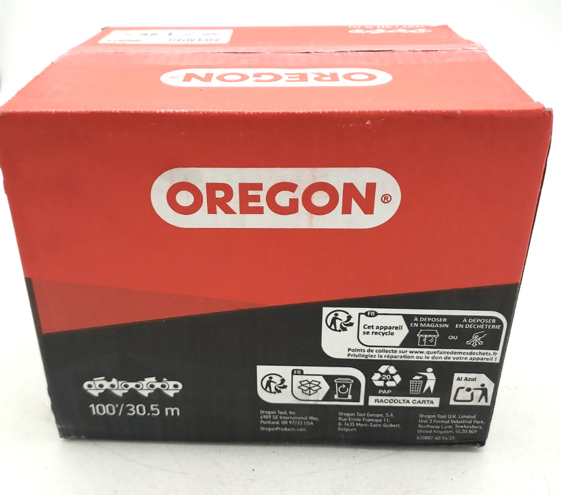 Oregon Chainsaw Chain 100ft. Roll, 0.325Inch Pitch, 0.050Inch Gauge, Model 20LPX