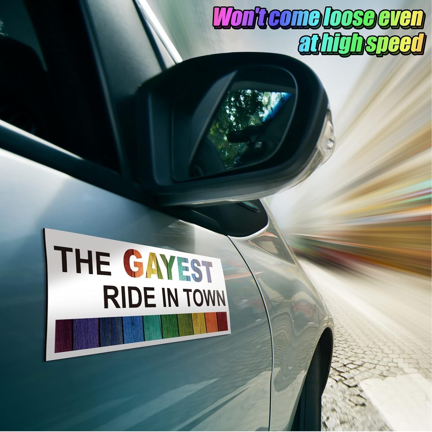 10-pack Magnetic Rainbow Bumper Decals, Funny Gay Pride Car Stickers for Vehicle