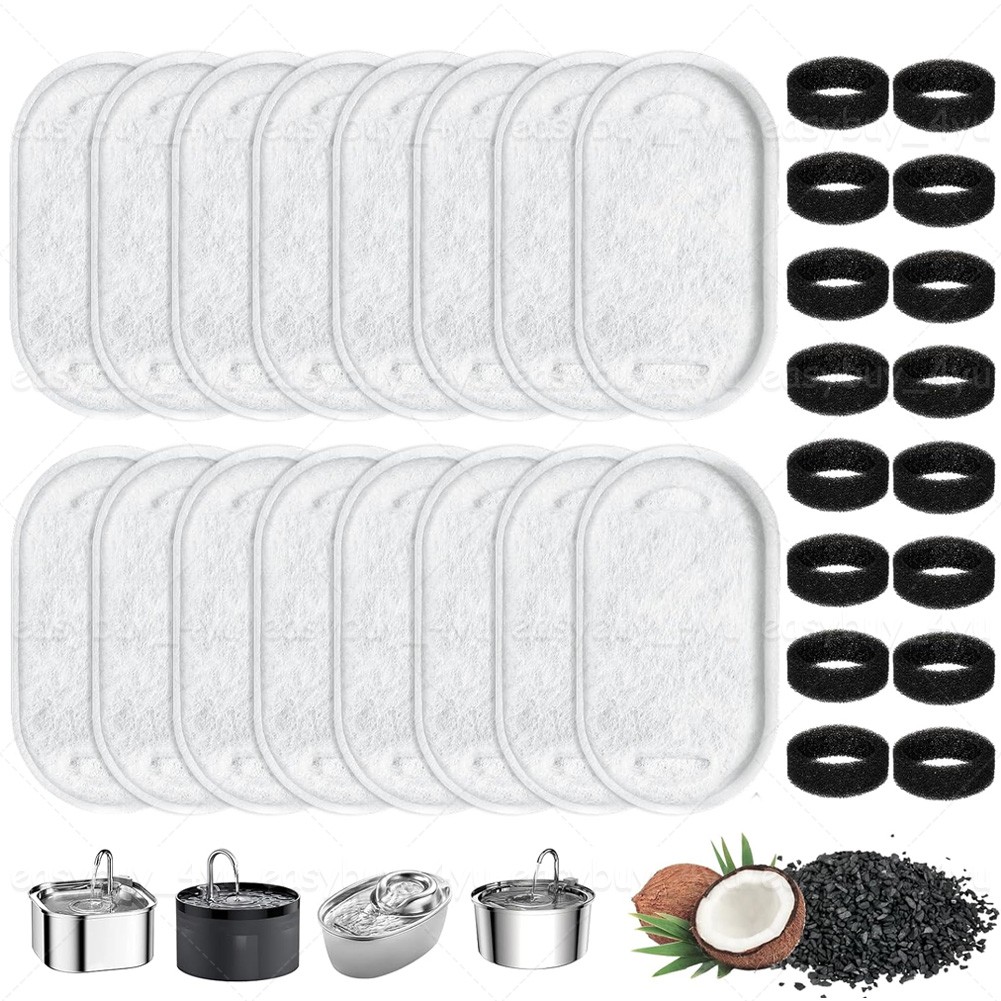 32pcs Pet Cat Water Fountain Filters Replacement for 67/108/135oz Replacement