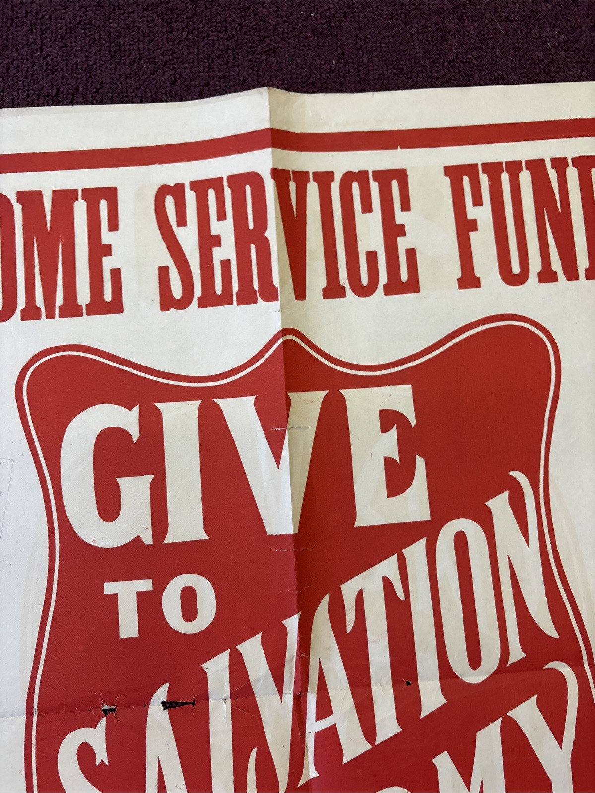 ORIGINAL 28 × 21" WWI Propaganda Boston Salvation Army Home Service Fund Poster