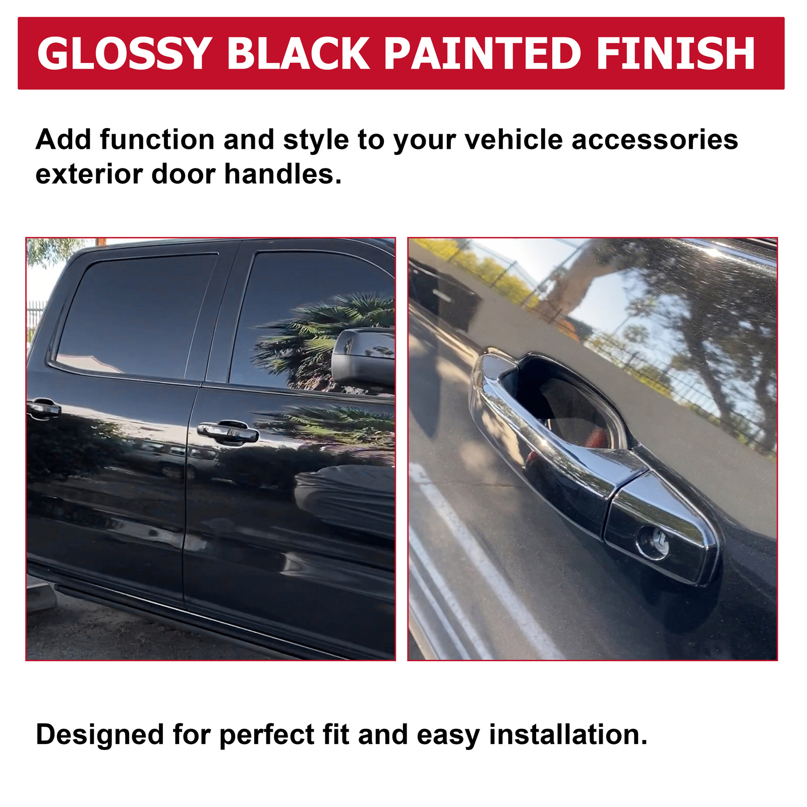 For 23236150 Silverado Sierra 2014-2019 Gloss Black Painted 4 pcs Door Handles
