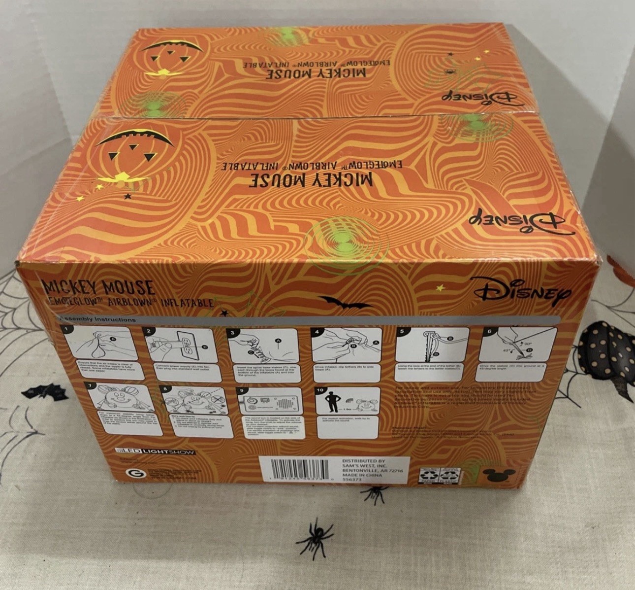 Disney Airblown 6’ Mickey Mouse Emote Glow Inflatable Animated Pumpkin, Orange