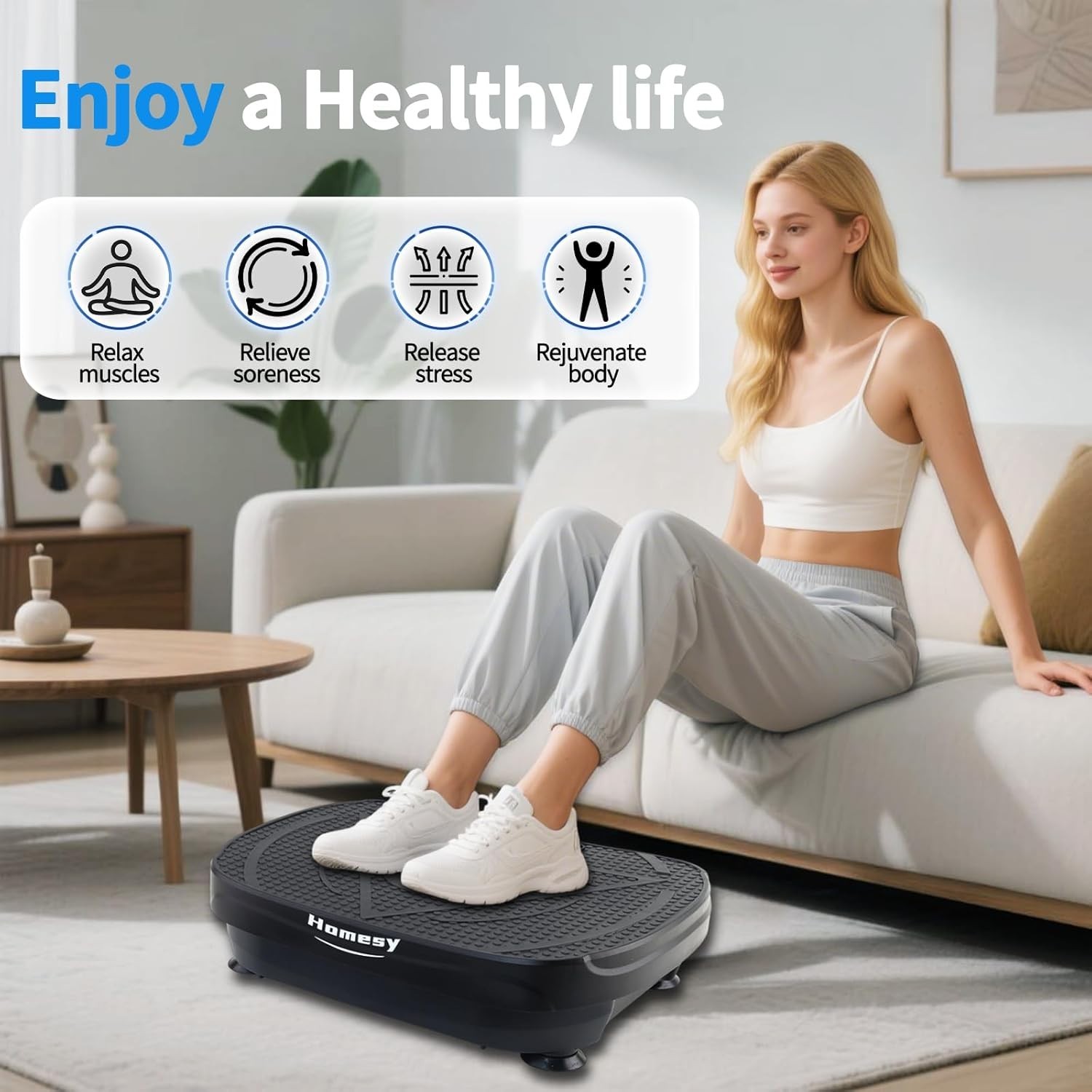 Homesy Vibration Plate Exercise Machine – Full Body Fitness Platform Fat Burning