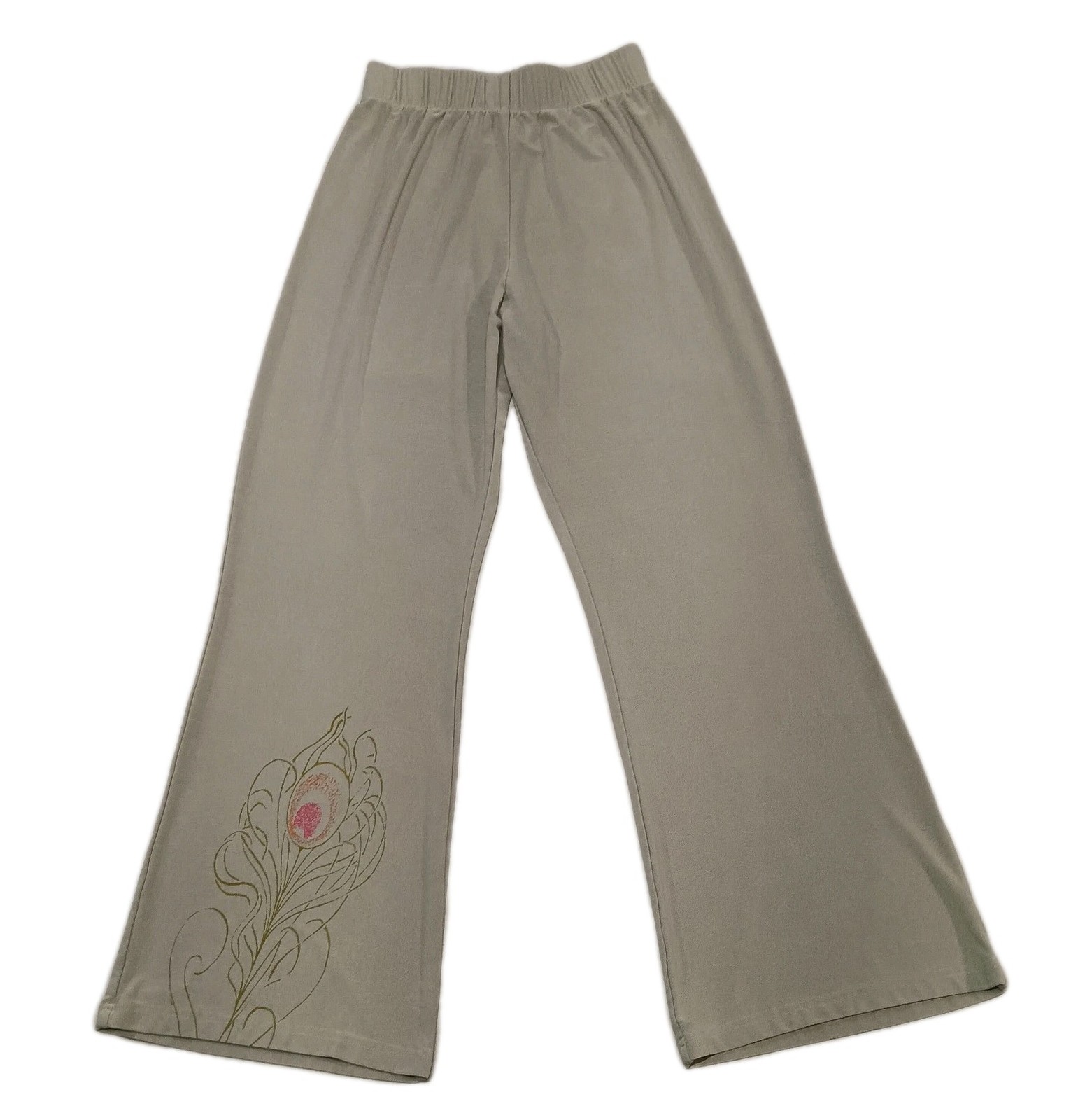 Vintage Staley Gretzinger Art to Wear Pants S Green HandPainted Peacock Feathers