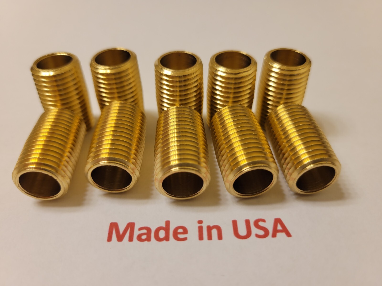 10 pcs 1/4"  Male NPT Brass Pipe Close Nipple MADE IN USA