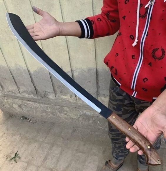 CUSTOM HANDMADE HIGH CARBON STEEL FOREST HUNTING MACHETE WITH LEATHER SHEATH