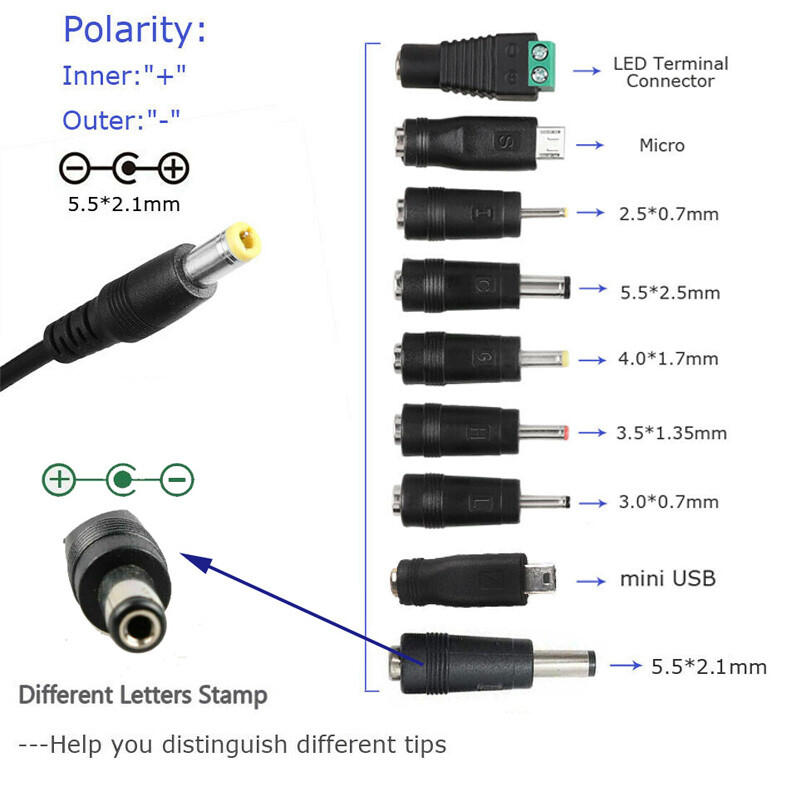 Adjustable Voltage 3 to 24V AC/DC Switch Power Supply Adapter with LED Display