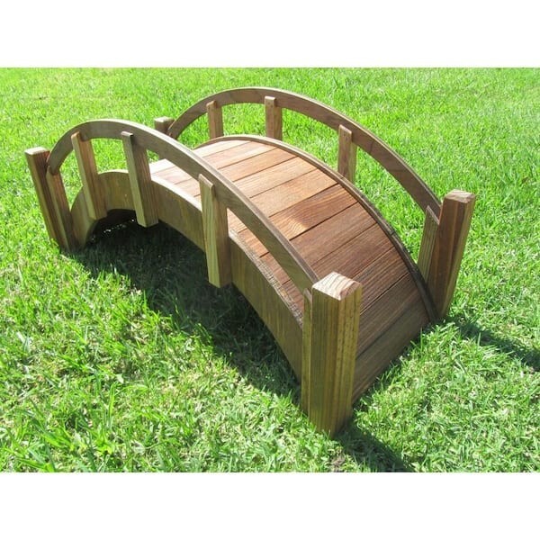 Miniature Japanese Wood Garden Bridge - 25-inch, Treated Finish