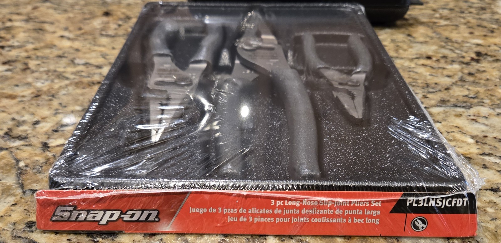SNAP-ON 3pc Soft Grip Long Nose Slip Joint Pliers (Dark Titanium Set PL3LNSJCFDT