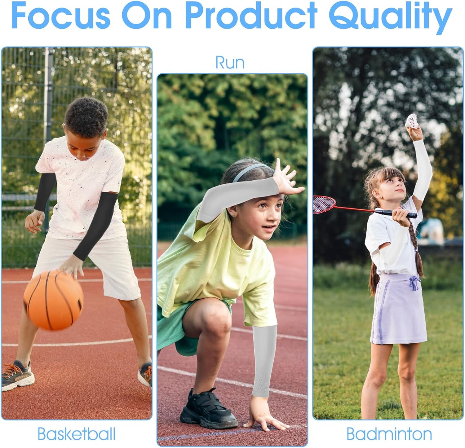 Basketball Arm Sleeve Youth 3 Pairs Youth Compression Sleeve Volleyball Baske...