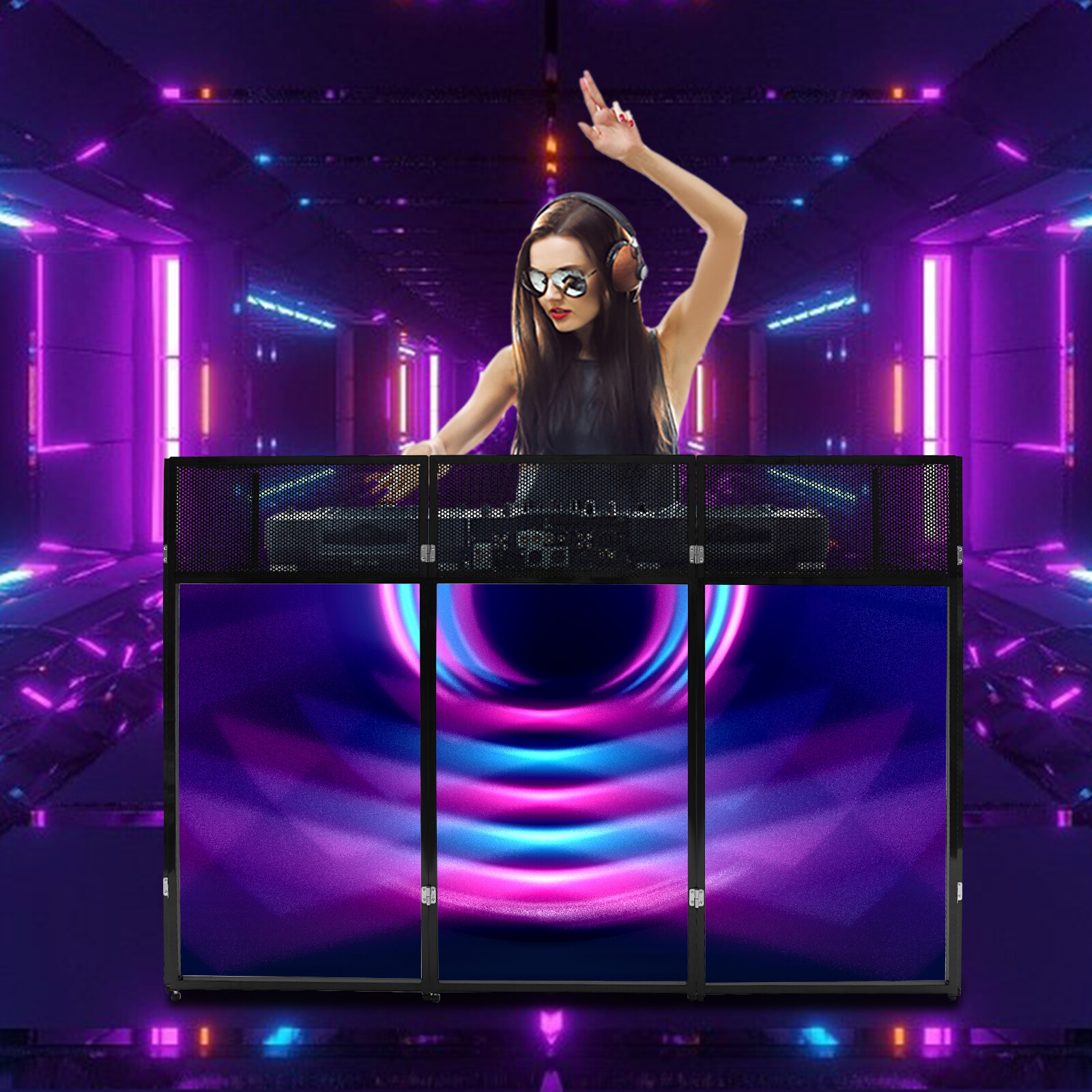 Modern DJ Booth Table Foldable DJ Stand Black DJ Booth Stand With Carrying Bag